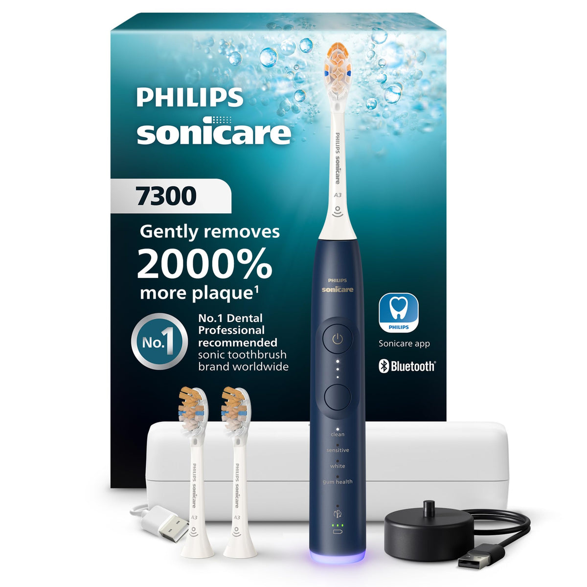 Philips Sonicare 7300 frontal navy mostrando diseño y acabado premium