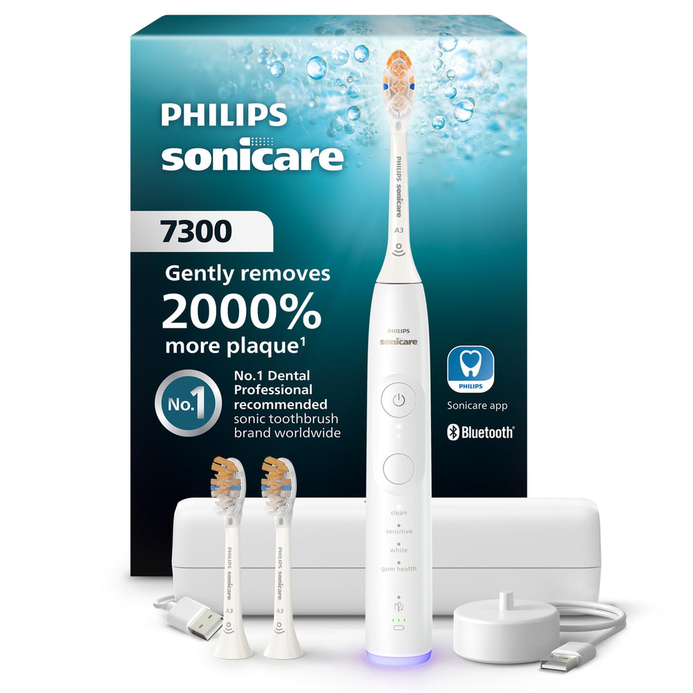 Philips Sonicare 7300 vista frontal mostrando el mango y botón principal para control fácil