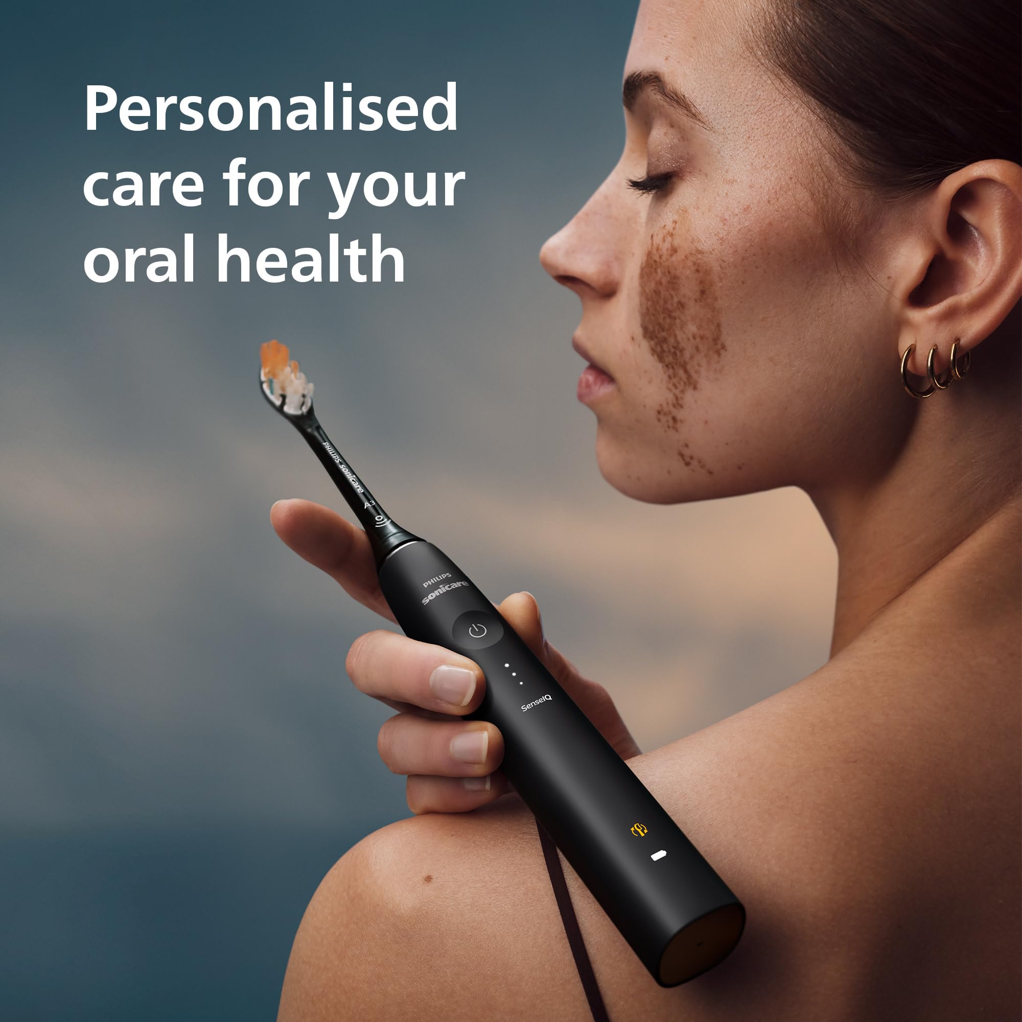 Philips Sonicare primer plano del cabezal A3 Premium mostrando cerdas multiángulo