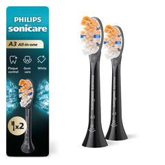 Philips Sonicare cabezal A3 frontal muestra diseño y color negro y limpieza eficaz