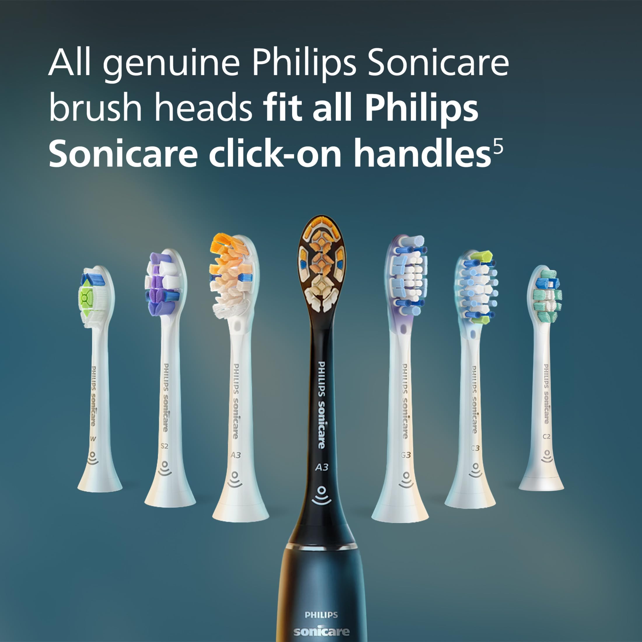 Philips Sonicare caja con cuatro cabezales negros para un año de reemplazo