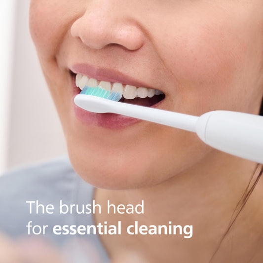 Philips Sonicare primer plano de cerdas contorneadas mostrando precisión de limpieza