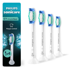 Philips Sonicare cabezal frontal del paquete mostrando cuatro unidades y conveniencia