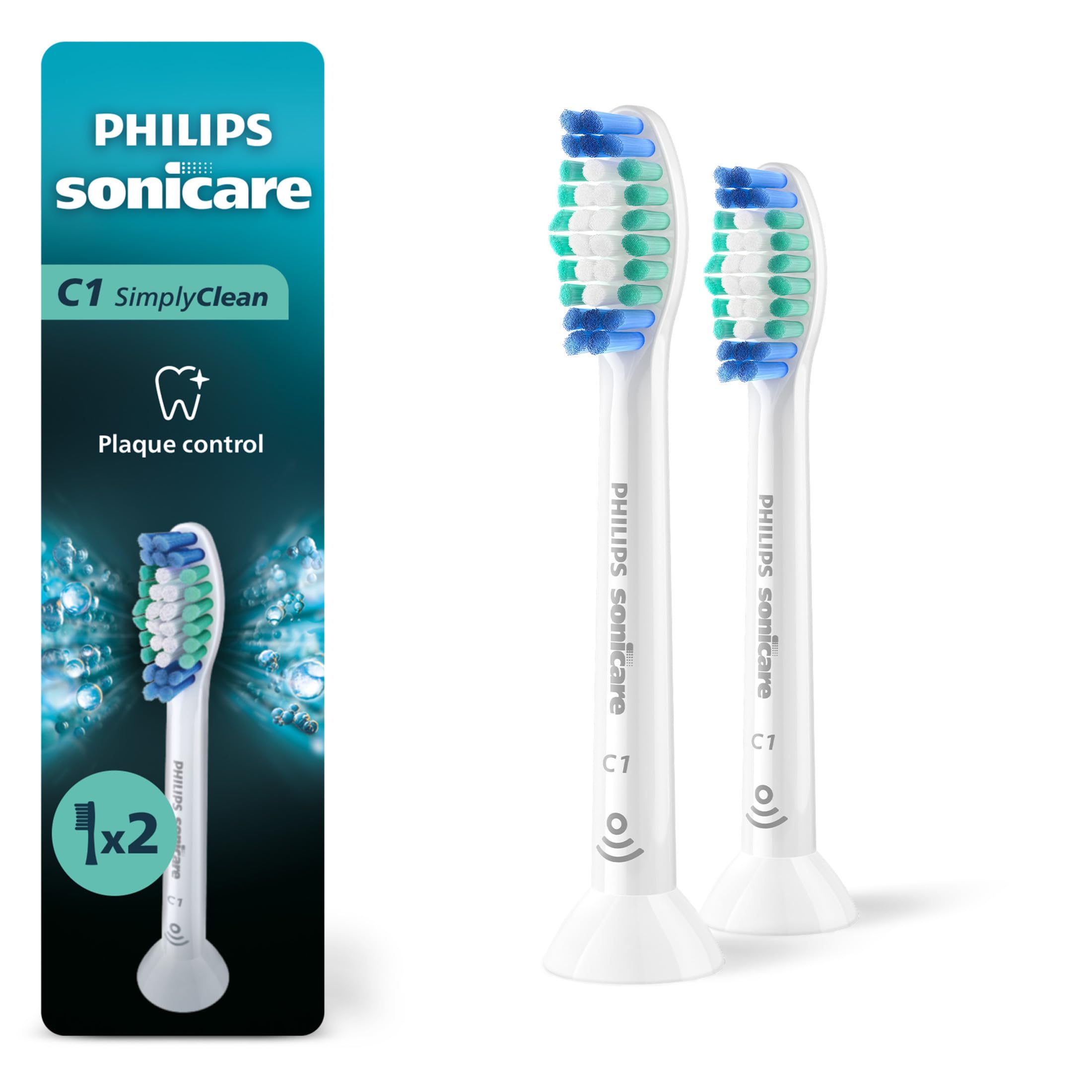 Philips Sonicare primer plano frontal mostrando diseño compacto y beneficio de limpieza