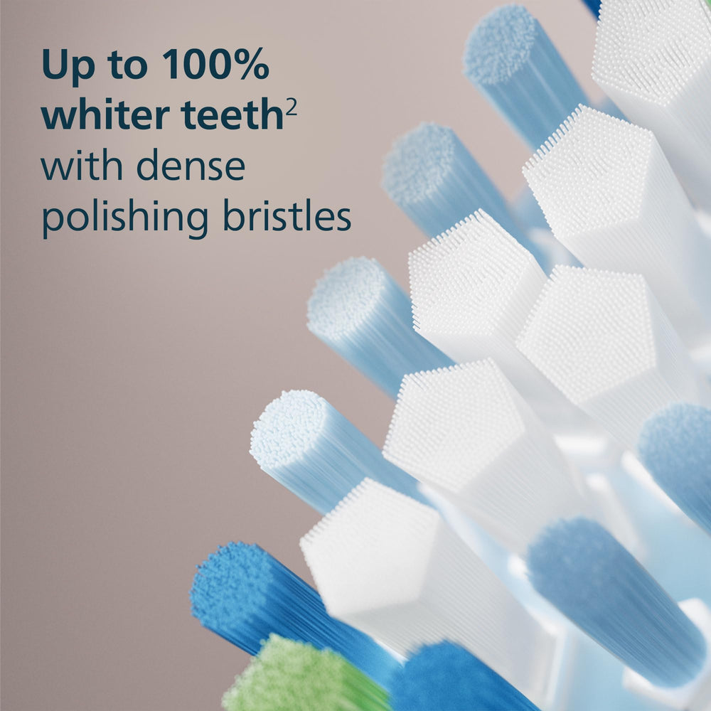Cerdas centrales pentagonales Philips Sonicare para pulir y eliminar manchas