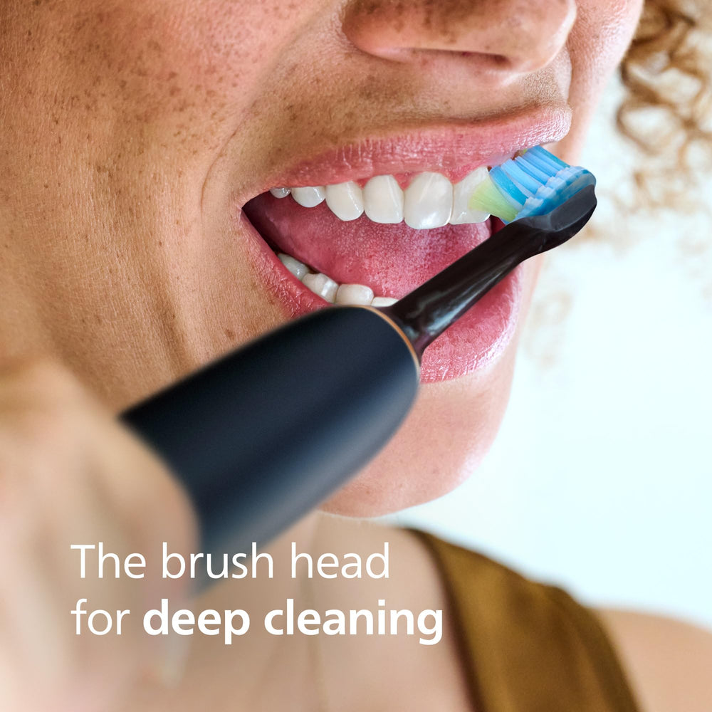 Cabezal Philips Sonicare acoplado al mango mostrando compatibilidad click-on
