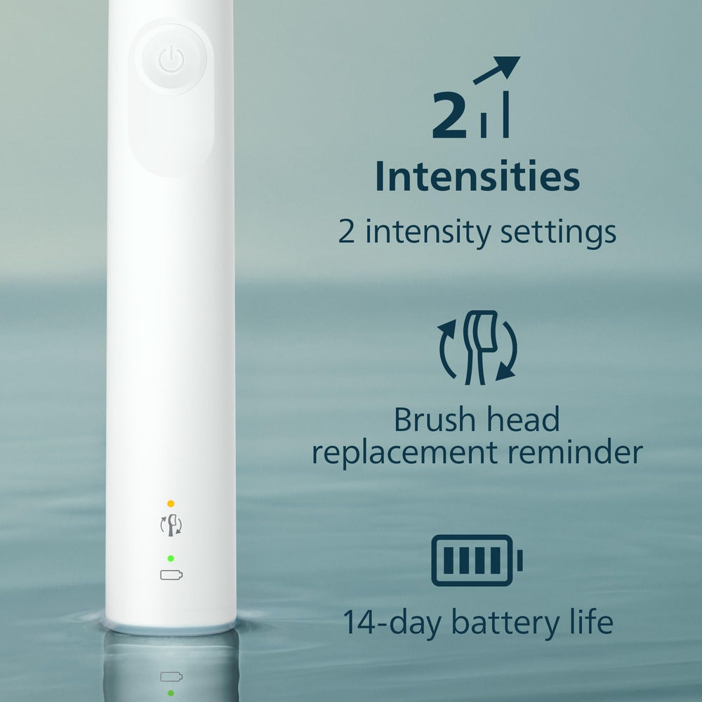 Philips Sonicare junto a cepillo manual comparando tamaño y eficacia