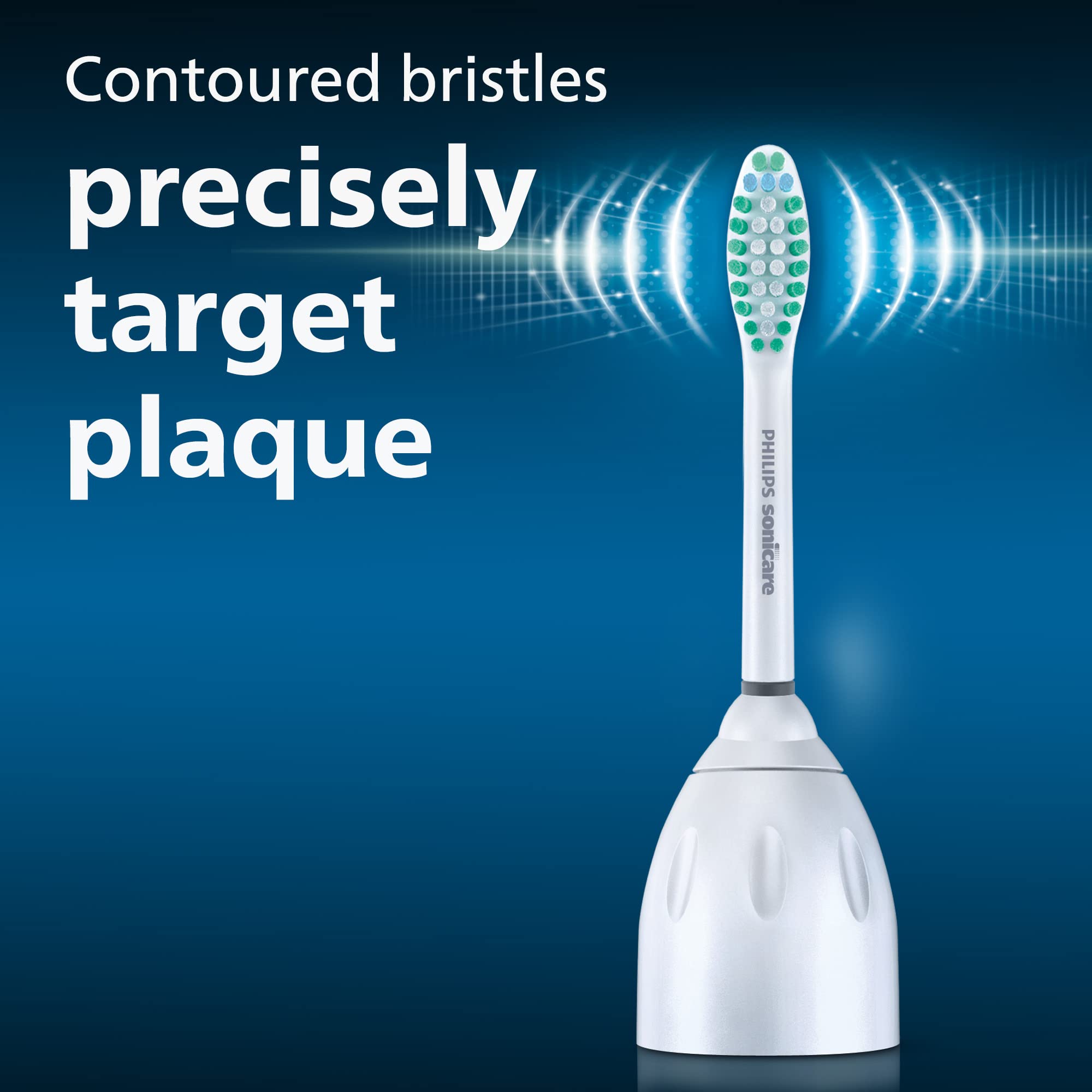 Philips Sonicare comparación de tamaño y escala del cabezal frente a un dedo, proporciones claras