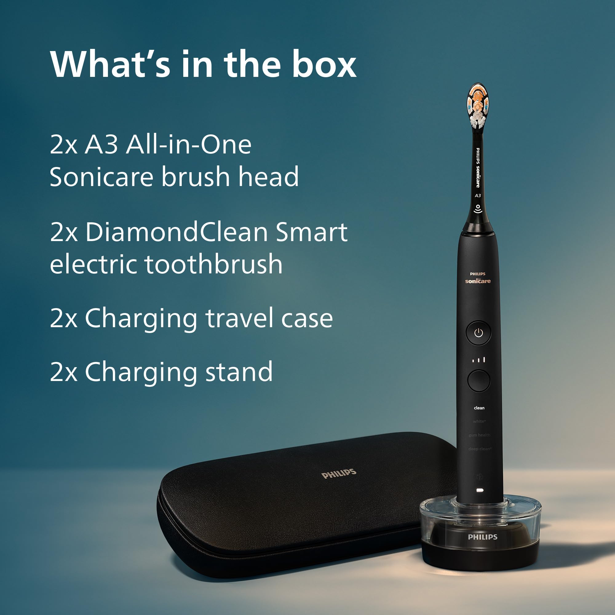 Philips Sonicare comparación de tamaño junto a objetos cotidianos, fácil transporte