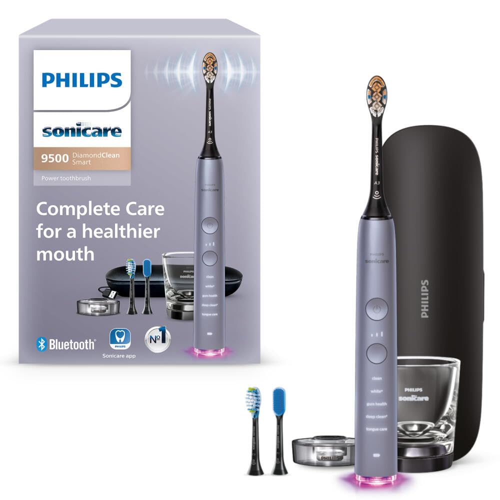 Philips Sonicare vista frontal del cepillo en color gris, acabado premium y agarre ergonómico