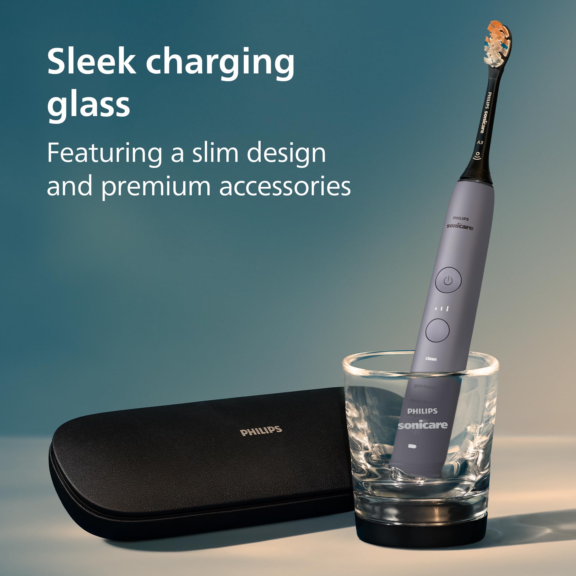 Philips Sonicare comparación de tamaño junto a un cepillo manual para referencia de escala