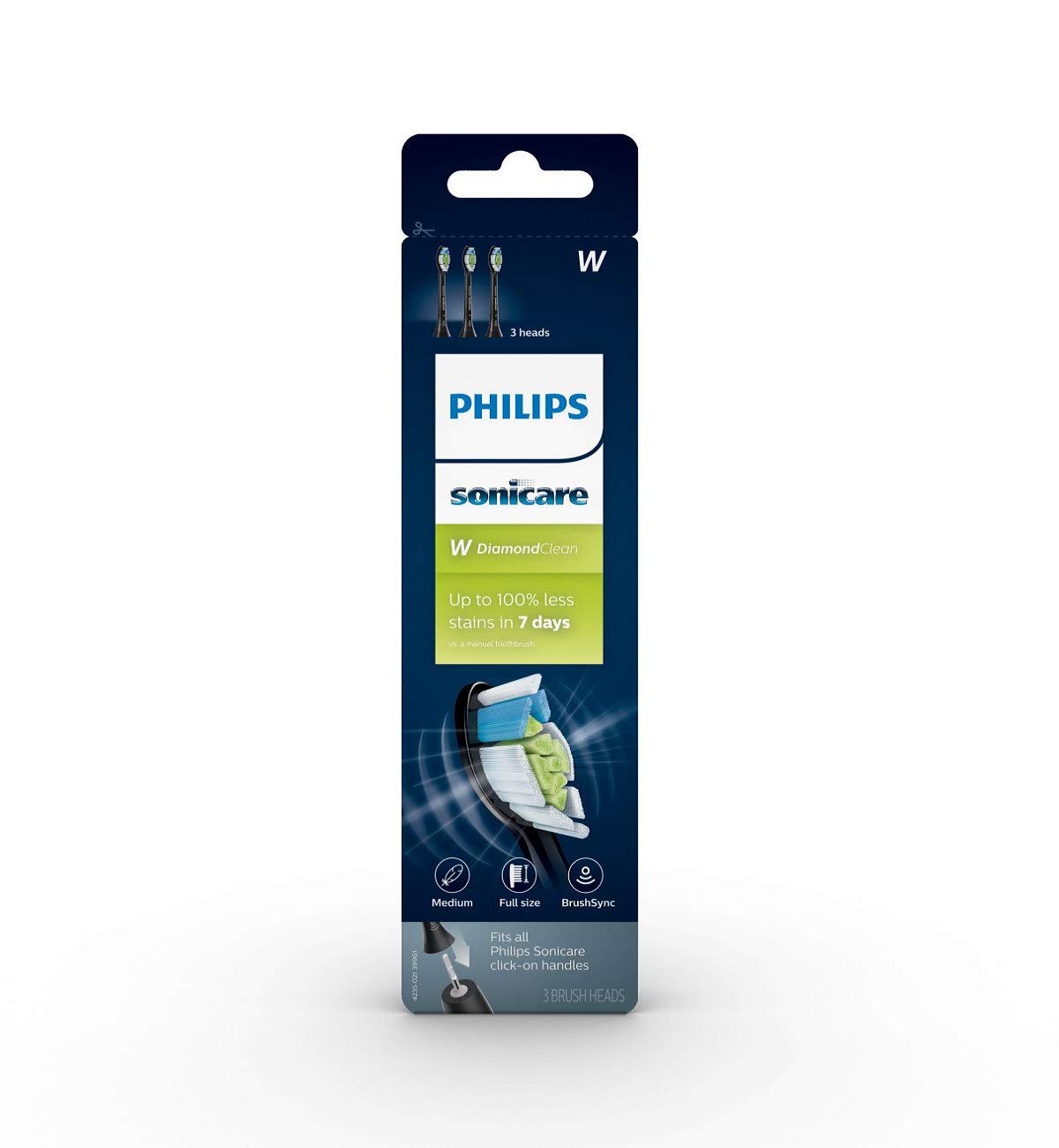Philips Sonicare cabezal colocado en mango cepillando para limpiar entre dientes eficazmente