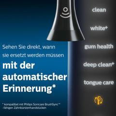 PHILIPS Sonicare etiqueta BrushSync y modelo para sincronización y recordatorio de recambio