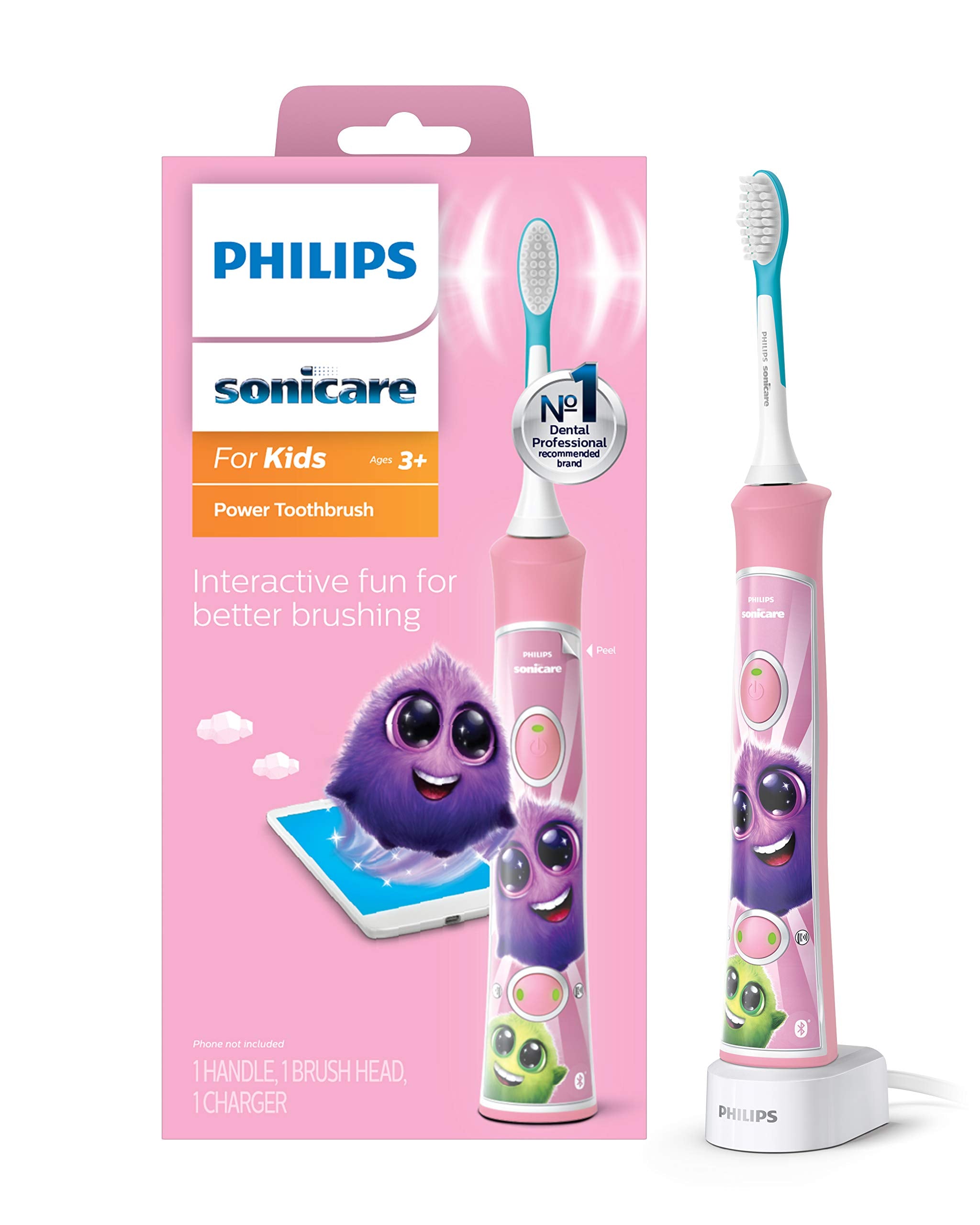 Philips Sonicare vista frontal del paquete muestra contenido y beneficio educativo