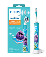 Philips Sonicare frontal turquesa mostrando diseño infantil y facilidad de uso