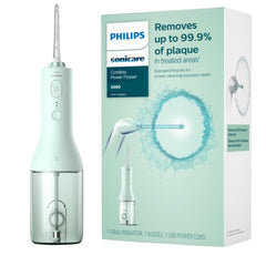 Philips Sonicare frente del irrigador portátil mostrando diseño ergonómico y comodidad