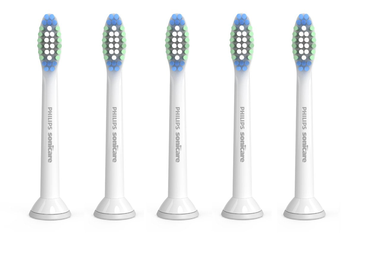 Philips Sonicare vista frontal del empaque pack cinco con claridad y beneficio