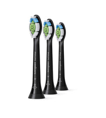 Philips Sonicare vista frontal del paquete tres cabezales negro, recambio duradero