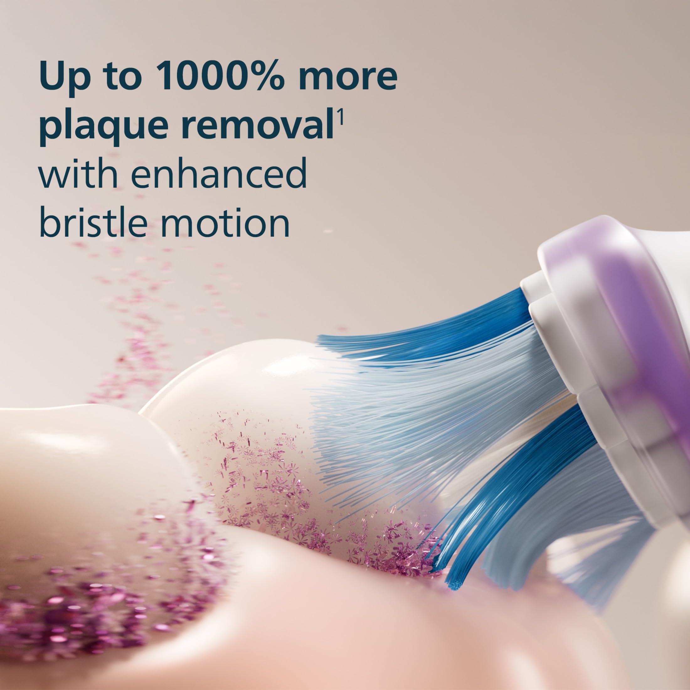 Philips Sonicare cabeza en uso en lavabo demostrando limpieza efectiva