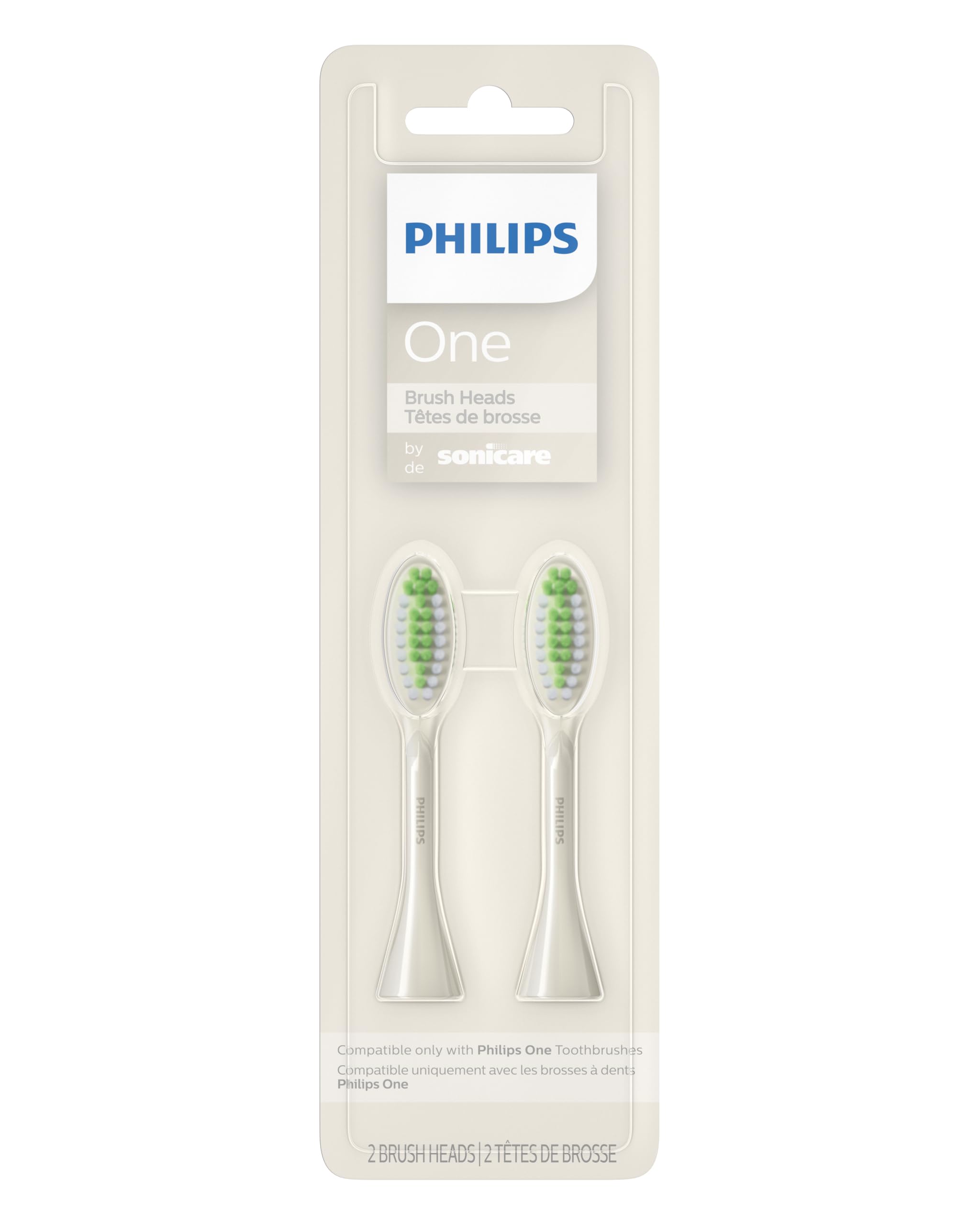 Philips Sonicare cabezal frontal mostrando empaque y beneficio de repuesto original