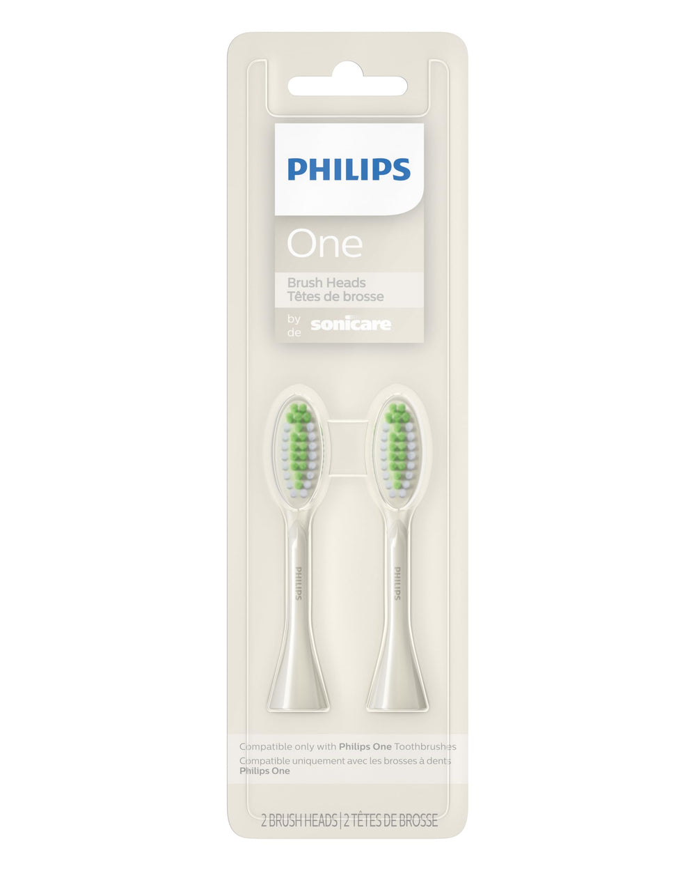 Philips Sonicare cabezal frontal mostrando empaque y beneficio de repuesto original