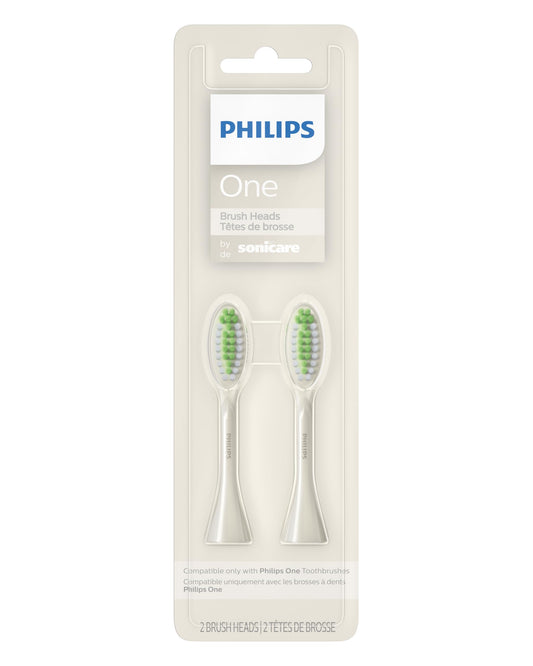 Philips Sonicare cabezal frontal mostrando empaque y beneficio de repuesto original