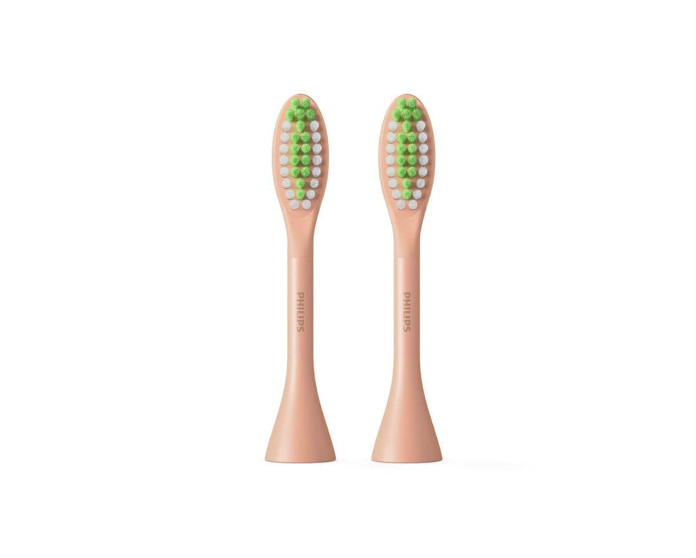 Philips Sonicare pack de dos cabezales rosa mostrando diseño y conveniencia