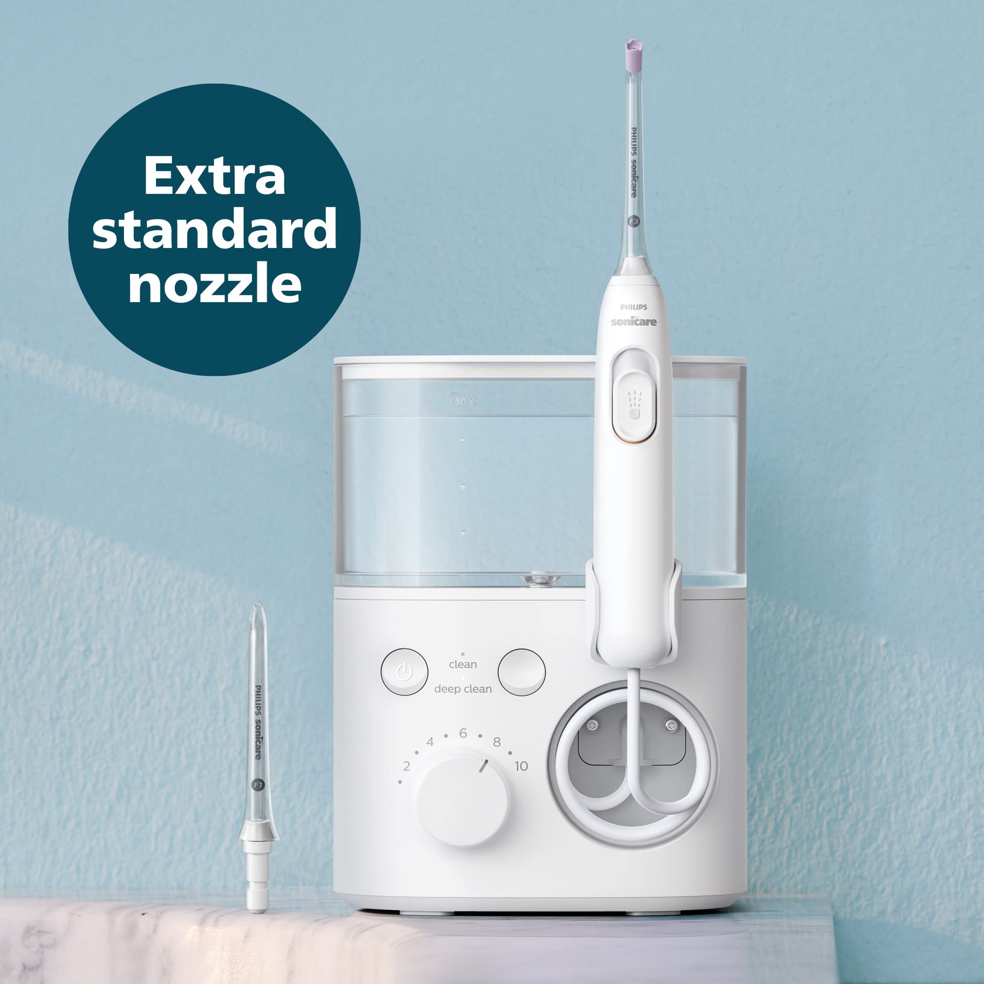 Philips Sonicare Power Flosser 3000 ubicado en baño en escena de uso diario