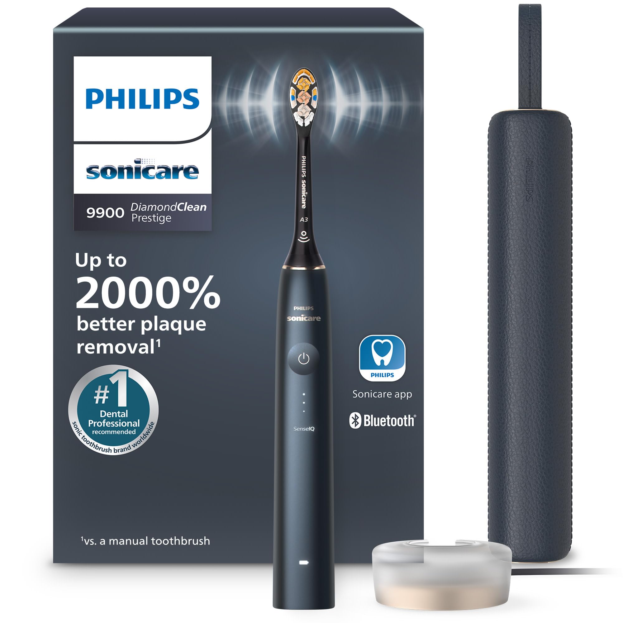 Philips Sonicare 9900 Prestige frontal mostrando diseño elegante y control