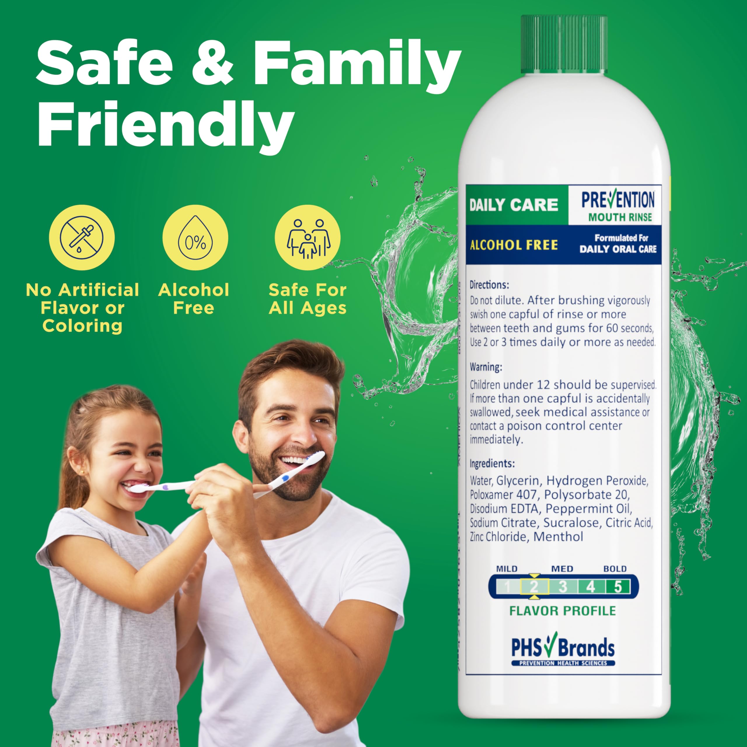PHS Brands etiqueta con ingredientes destacando peróxido y zinc beneficios