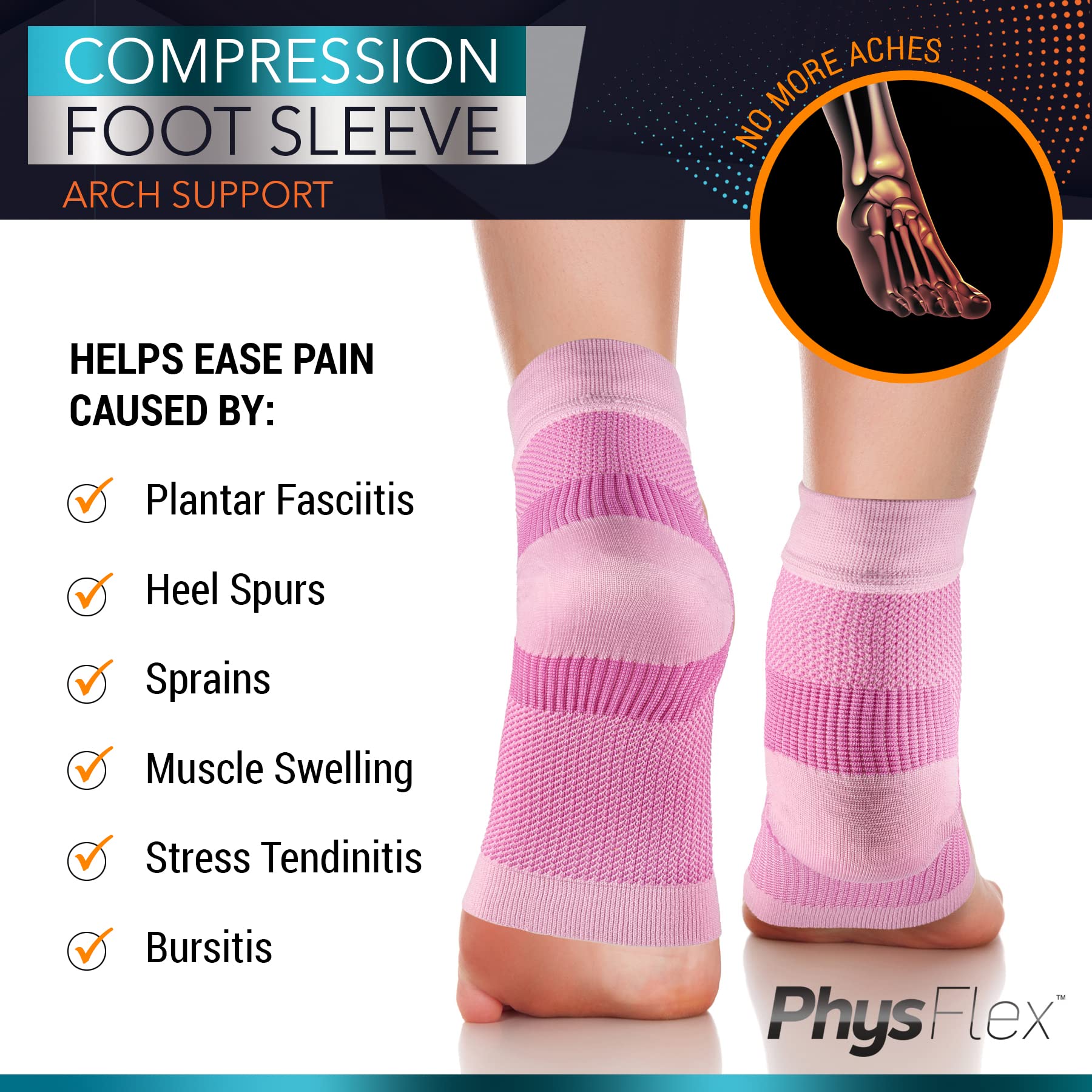 PhysFlex persona caminando en estilo de vida activo con soporte visible