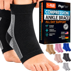 PhysFlex empaque frontal mostrando el par y beneficios de compresión