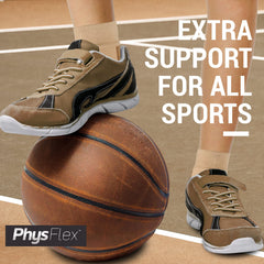 PhysFlex media dentro de zapato deportivo mostrando compatibilidad y ajuste