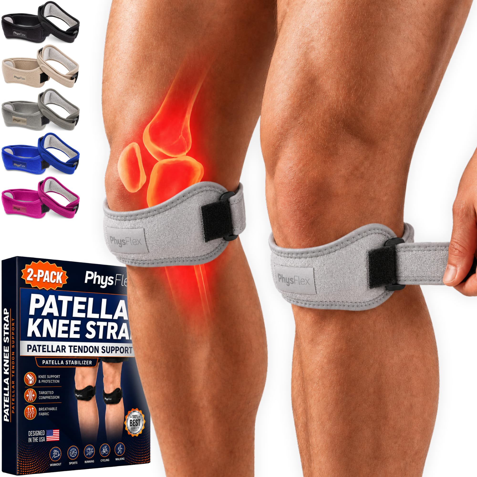 PhysFlex frente del empaque mostrando las dos bandas y beneficios claros