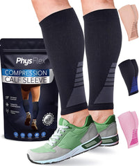 PhysFlex vista frontal del par de mangas mostrando ajuste y color negro