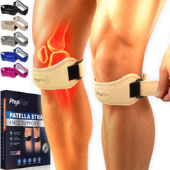 PhysFlex vista frontal del pack con dos bandas para soporte rotuliano y beneficio de estabilidad