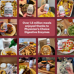 Physician's CHOICE ambientación con alimentos mostrando apoyo digestivo natural