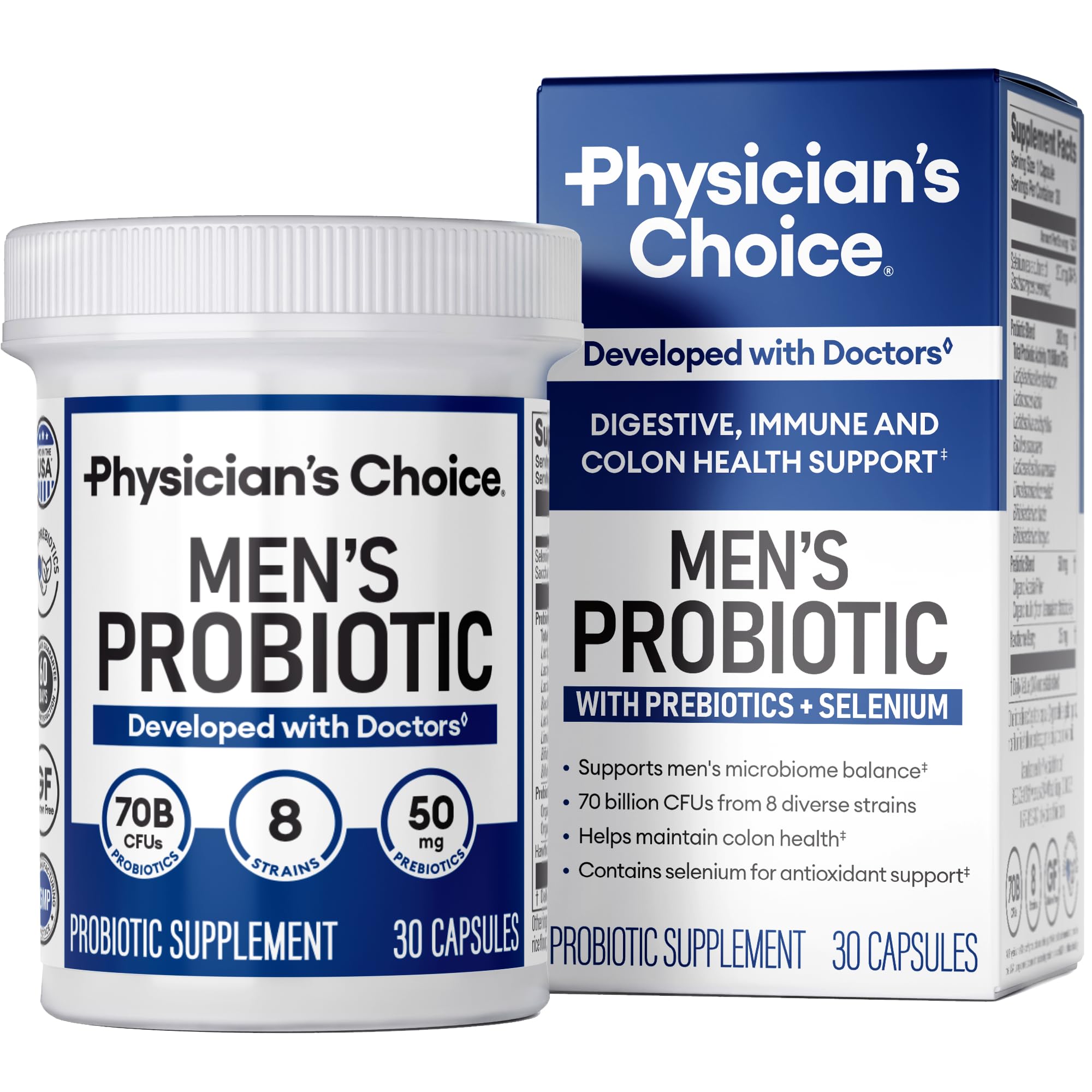 Physician's CHOICE botella delantera mostrando etiqueta y beneficio de potencia