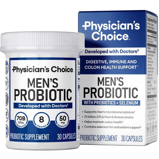 Physician's CHOICE botella delantera mostrando etiqueta y beneficio de potencia