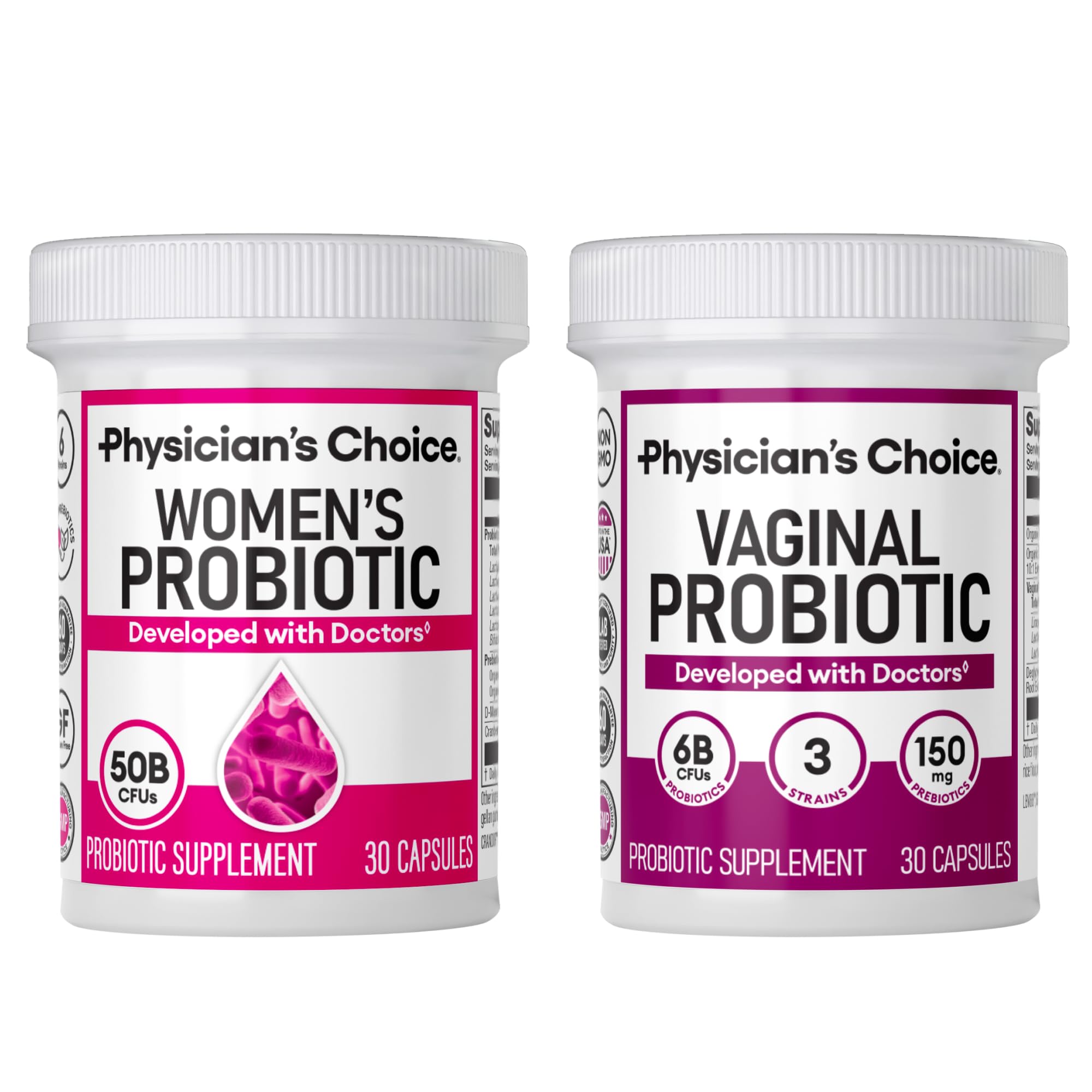 Physician's CHOICE pack frontal mostrando las dos botellas y beneficio de apoyo íntimo