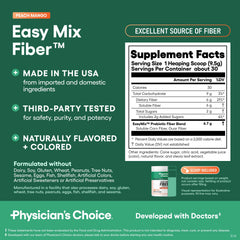 Physician's CHOICE envase junto a una regla para mostrar tamaño y 30 porciones