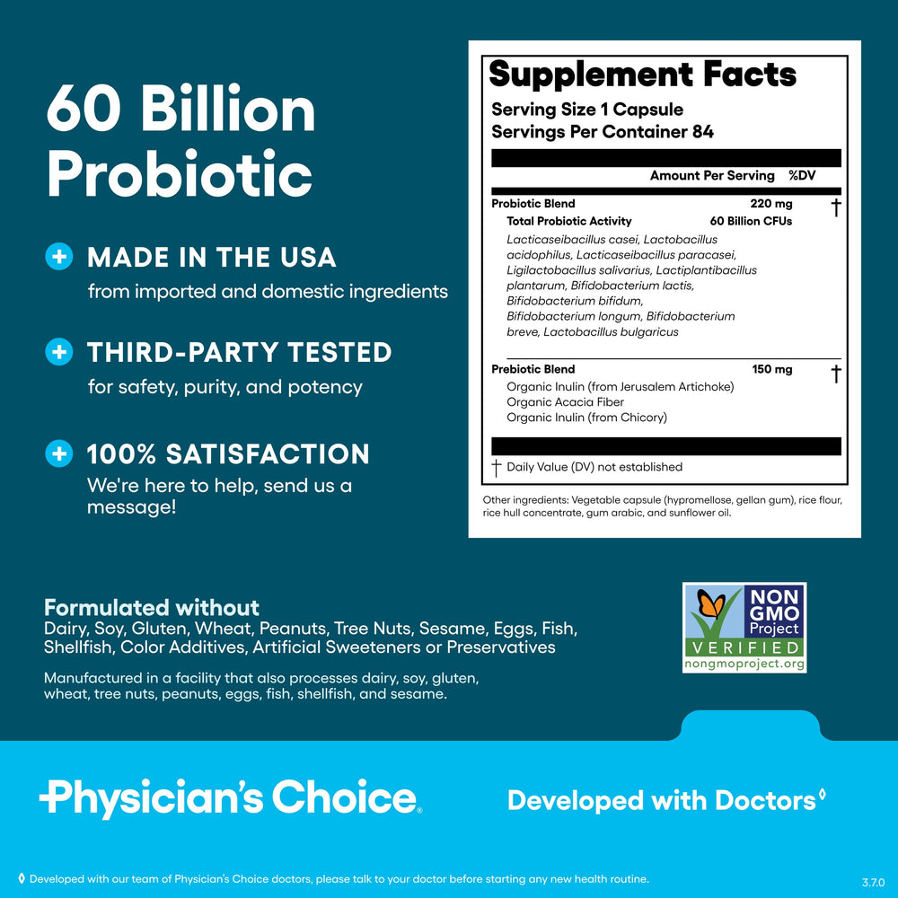 Physician's CHOICE frasco en cocina mostrando uso diario y apoyo digestivo