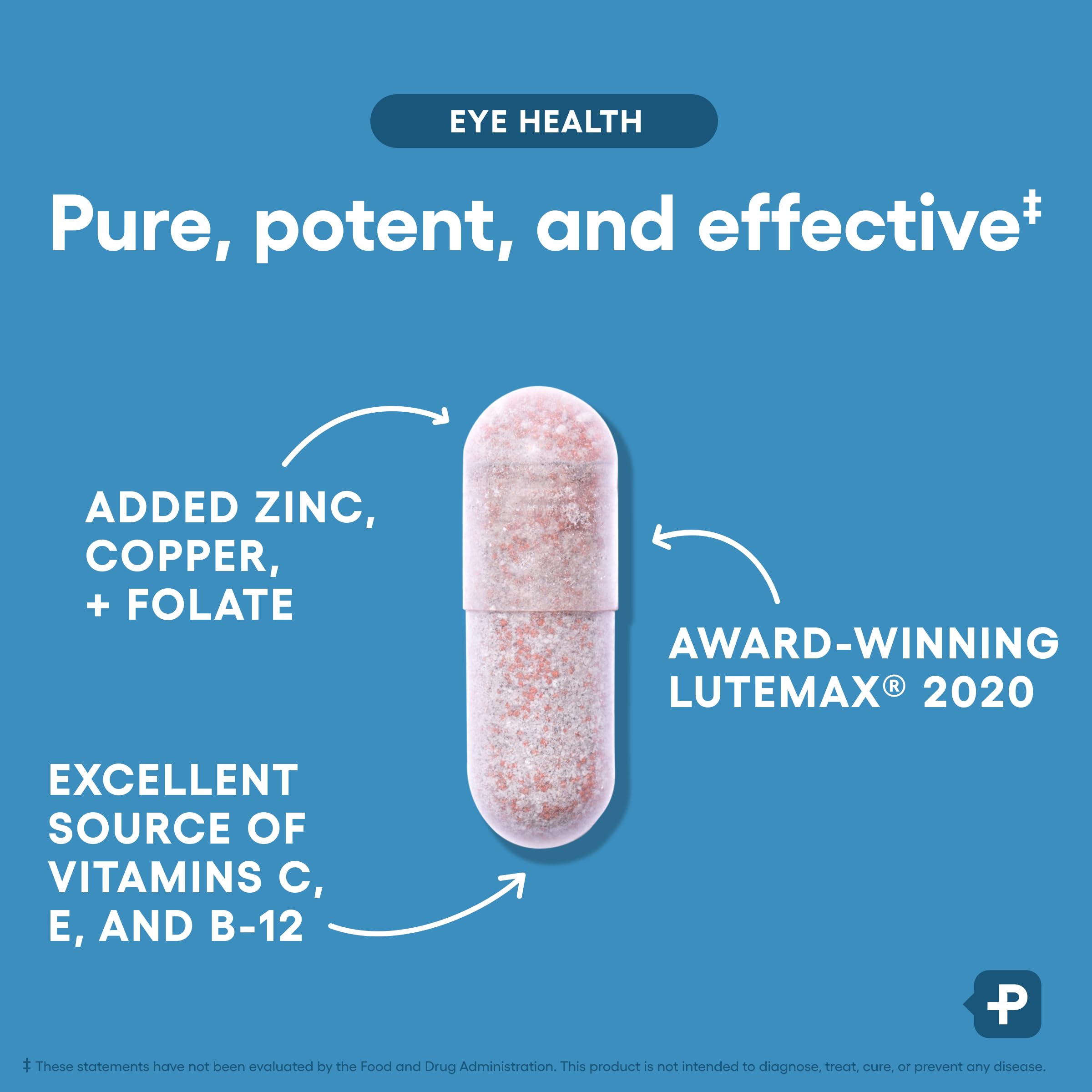 Physician's CHOICE etiqueta con lista de ingredientes y proporción luteína zeaxantina