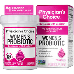 Physician's CHOICE frasco frontal mostrando etiqueta y beneficio de soporte femenino