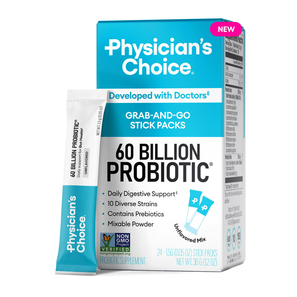 Physician's CHOICE frente del empaque mostrando 24 sobres, conveniencia diaria