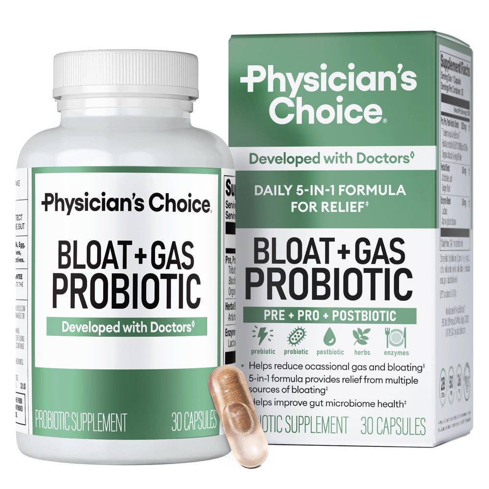 Physician's CHOICE vista frontal del envase que muestra 30 cápsulas y beneficios