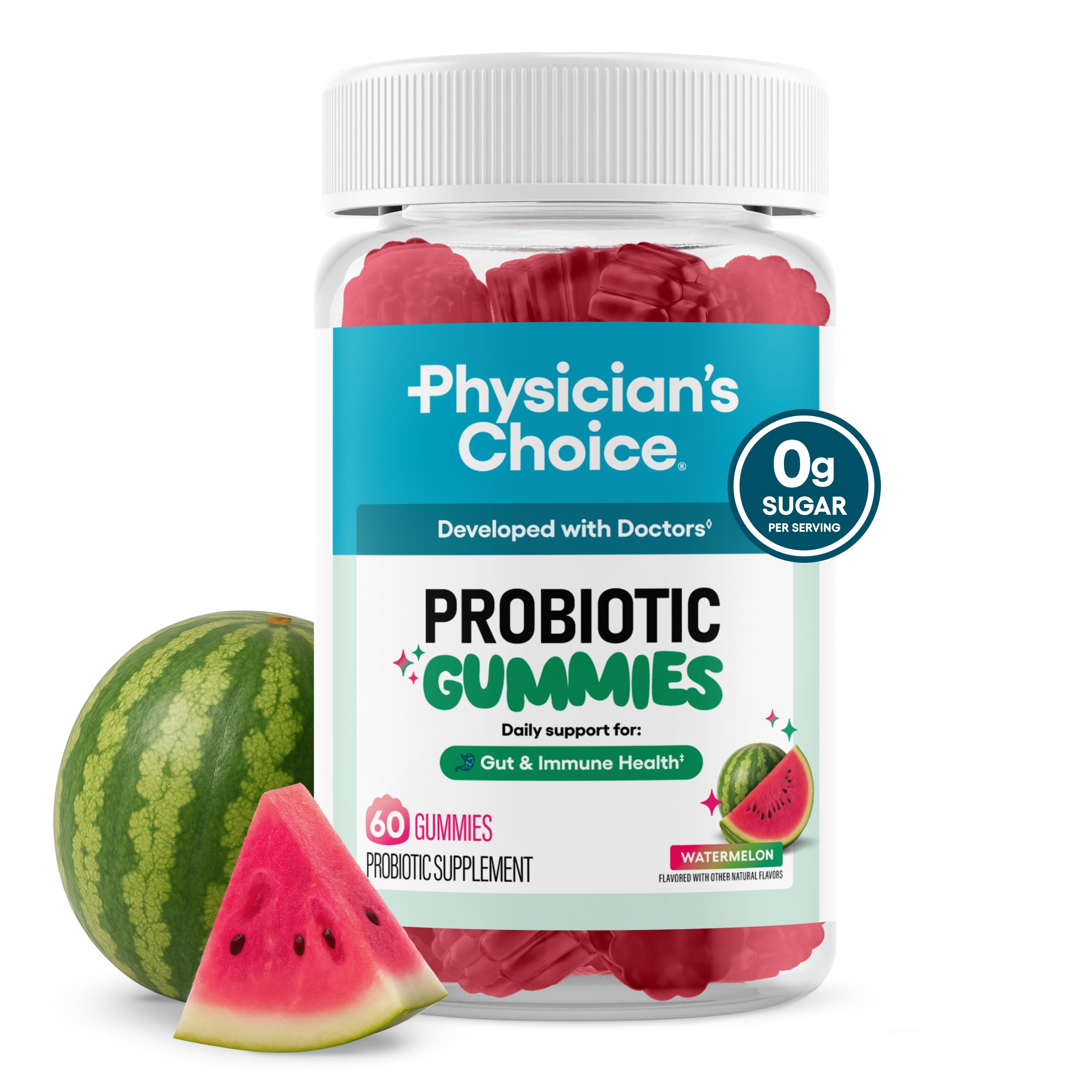 Physician's CHOICE frente del envase que muestra ingredientes clave y beneficio digestivo
