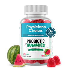 Physician's CHOICE frente del envase mostrando 90 gomitas y beneficios