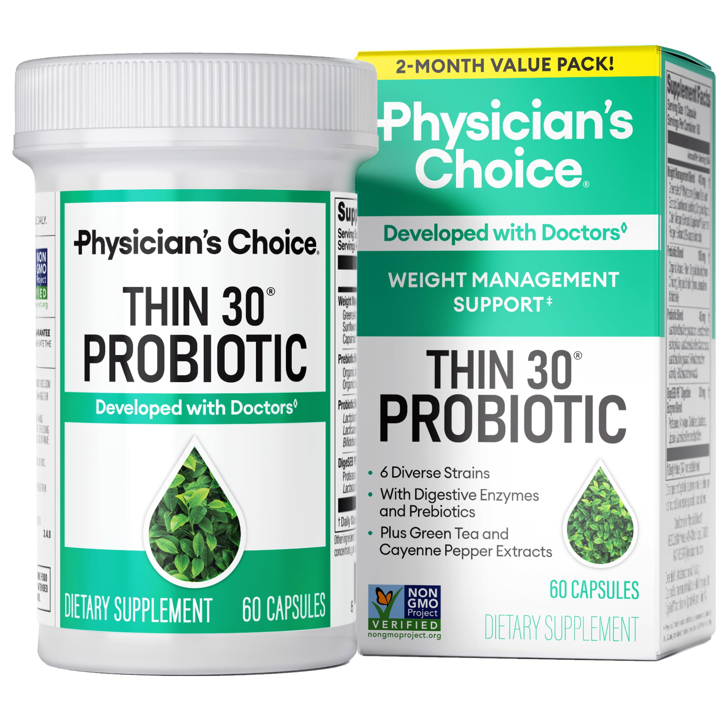Physician's CHOICE frasco frontal mostrando etiqueta y beneficio de control de peso