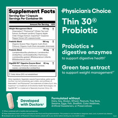 Physician's CHOICE etiqueta con lista de ingredientes y certificación de calidad